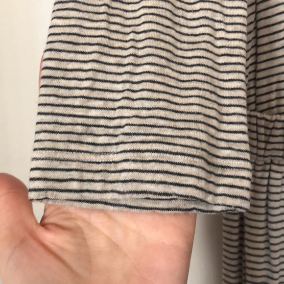 SANDRO KNIT STRIPE DRESS IN CREME/BLACK STRIPES WITH BROWN TIE - Picture 8 of 13